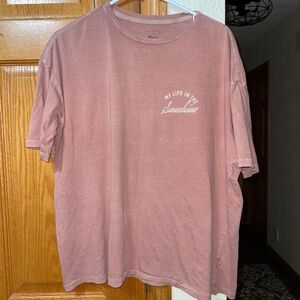BillaBong My Life In The Sunshine Brown pink T-shirt Graphic sz M Oversized